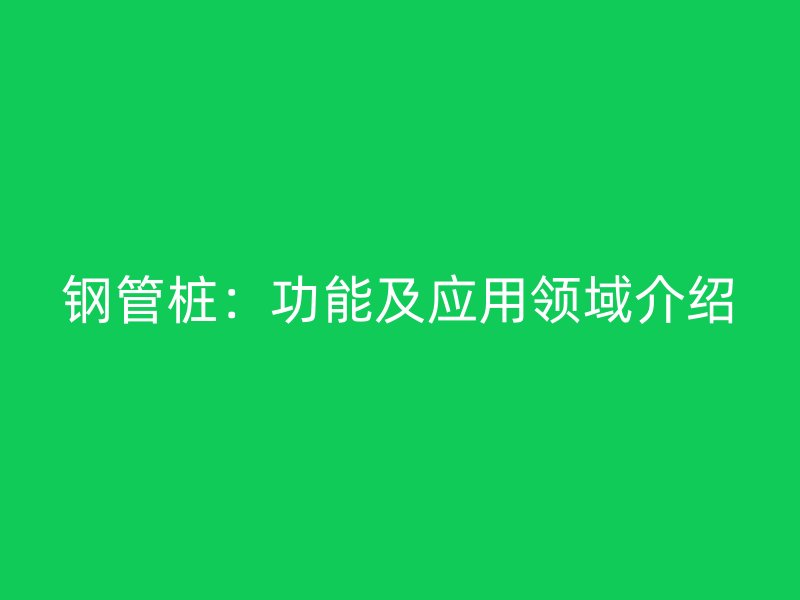 鋼管樁:功能及應(yīng)用領(lǐng)域介紹